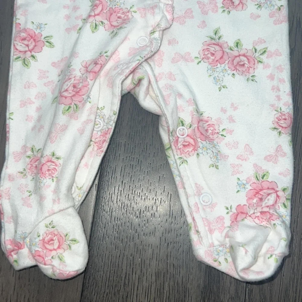 First impressions, infant girl long sleeve button floral pajama’s (set of 2)